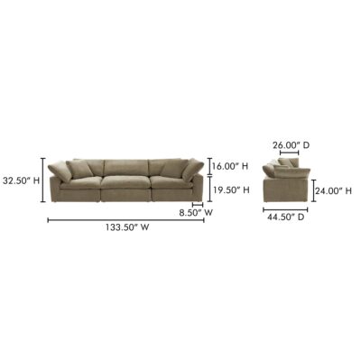 Clay Modular Sofa Performance Fabric YJ-1026-16 YJ 1026 16 70