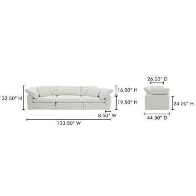 Clay Modular Sofa Performance Fabric YJ-1026-49 YJ 1026 49 70