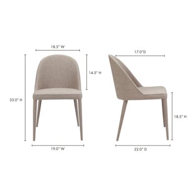 Burton Fabric Dining Chair Light Grey (Set of 2) YM-1001-26 YM 1001 26 70