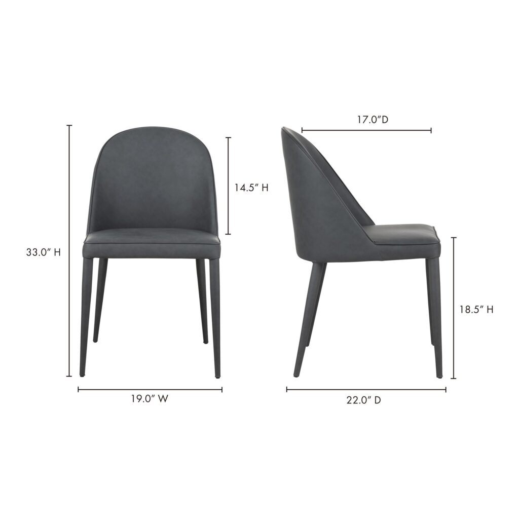 Burton Dining Chair Black Fade Vegan Leather (Set of 2) - Image 11