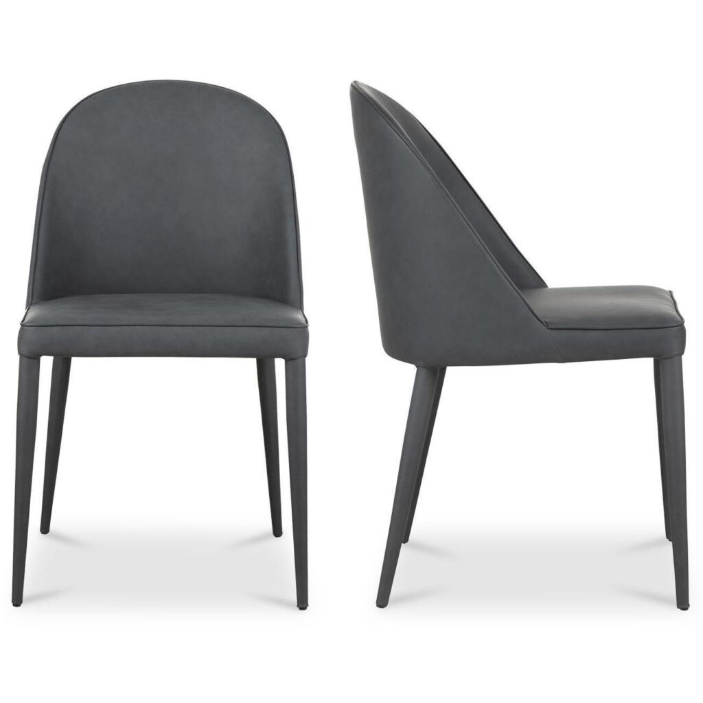 Burton Dining Chair Black Fade Vegan Leather (Set of 2) - Image 2