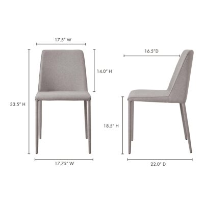 Nora Fabric Dining Chair Light Grey (Set of 2) YM-1003-15 YM 1003 15 70