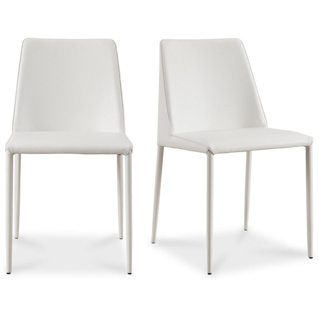 Nora Dining Chair White Vegan Leather-Set Of Two - Image 2