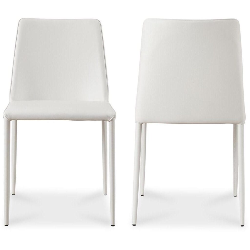 Nora Dining Chair White Vegan Leather-Set Of Two - Image 3