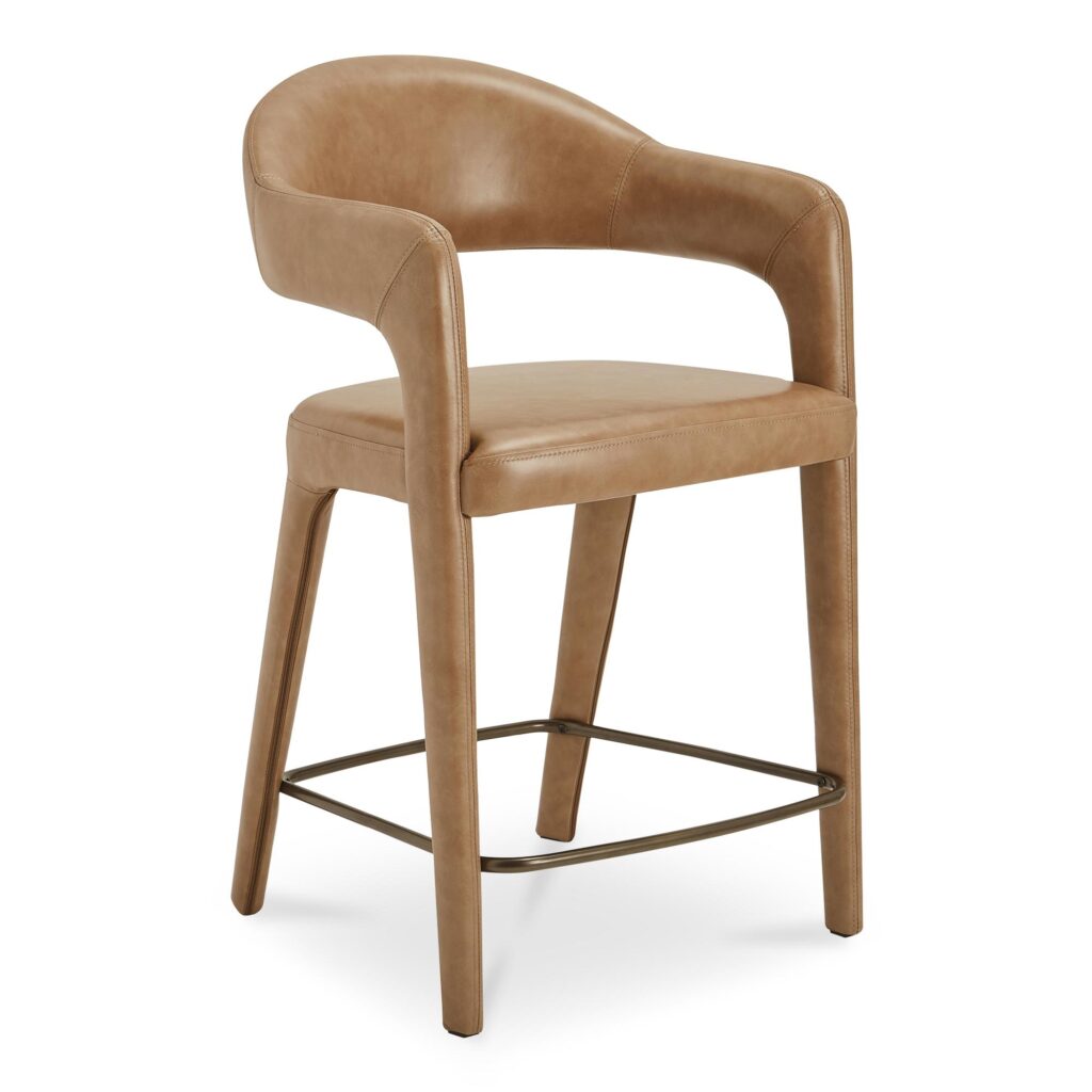 Martens Counter Stool Brown Leather - Image 2