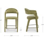Martens Counter Stool Green Velvet YM-1010-27 YM 1010 27 70 dim