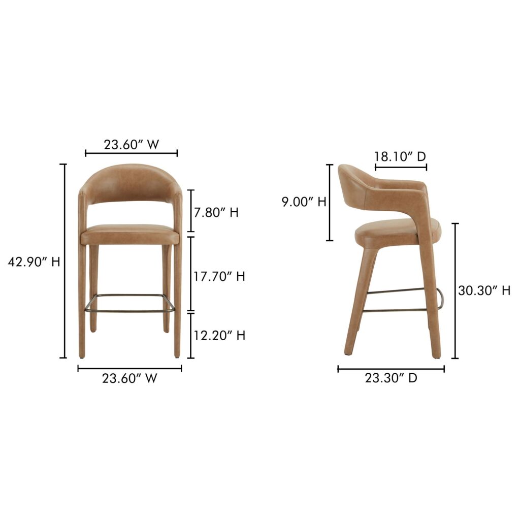 Martens Bar Stool Brown Leather - Image 6