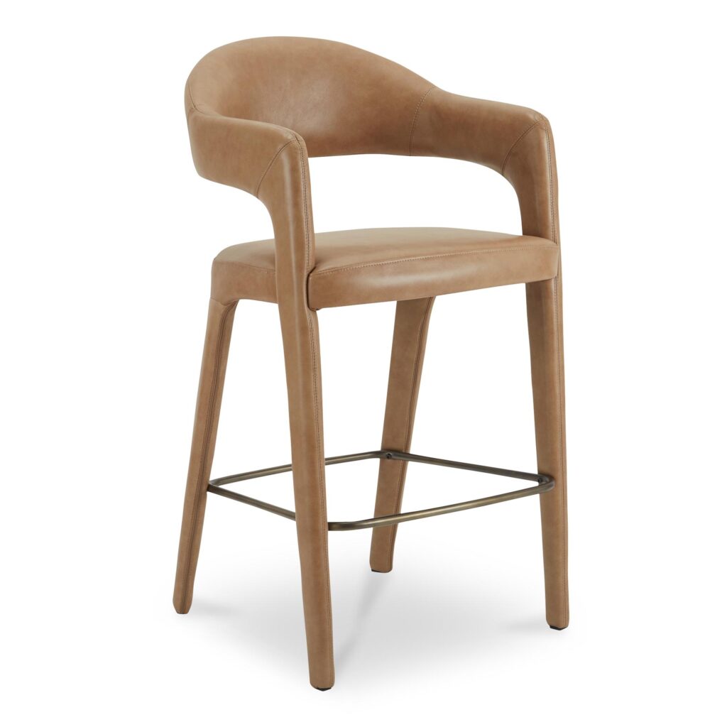 Martens Bar Stool Brown Leather - Image 2