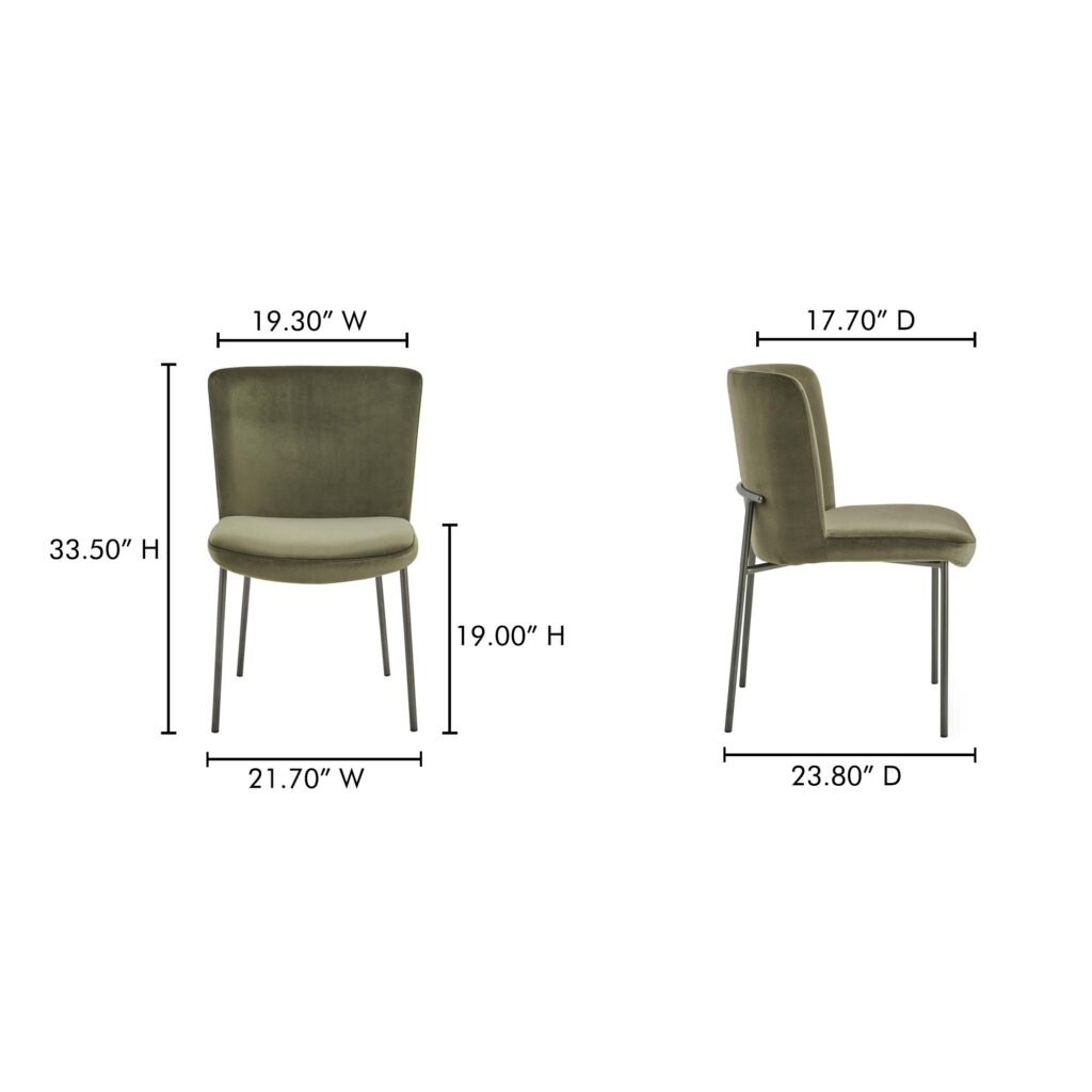 Early Dining Chair Faux Green Mohair-Set Of Two - Image 8