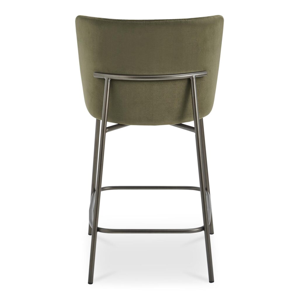 Early Counter Stool Faux Green Mohair - Image 4