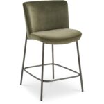 Early Counter Stool Faux Green Mohair YM-1013-27 YM 1013 27 Early diagR shadsilo