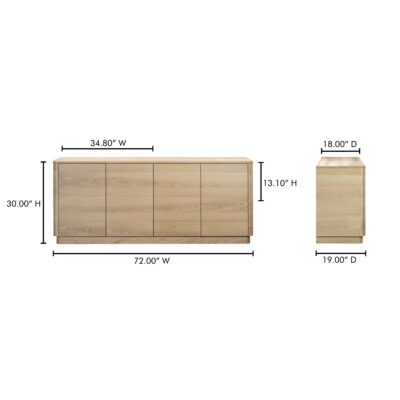 Round Off Sideboard Natural Oak YR-1008-24 YR 1008 24 70