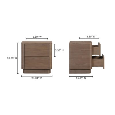 Round Off Tall Nightstand Walnut Brown YR-1013-03 YR 1013 03 70