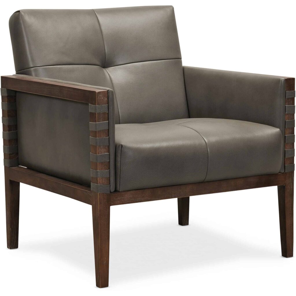 Carverdale Leather Club Chair w/Wood Frame