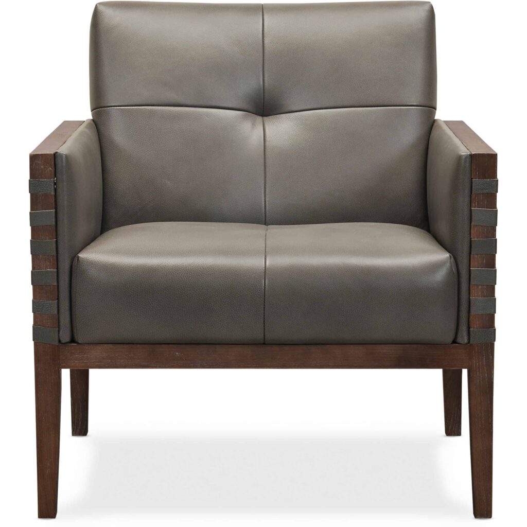 Carverdale Leather Club Chair w/Wood Frame - Image 4