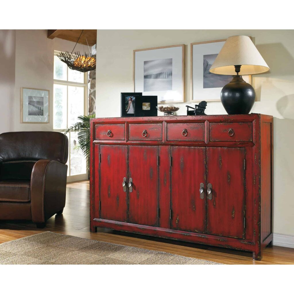 58" Red Asian Cabinet - Image 2