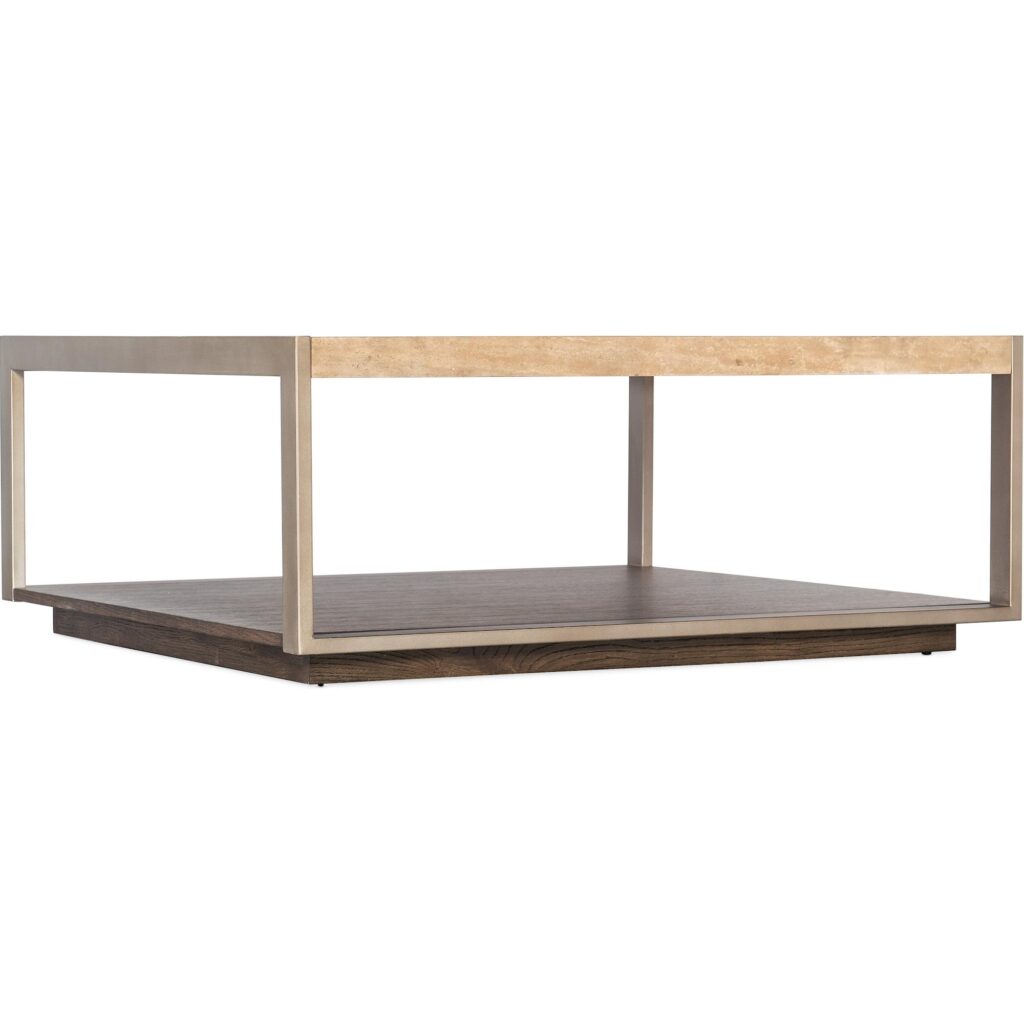 Hammon Travertine/Metal Square Coffee Table