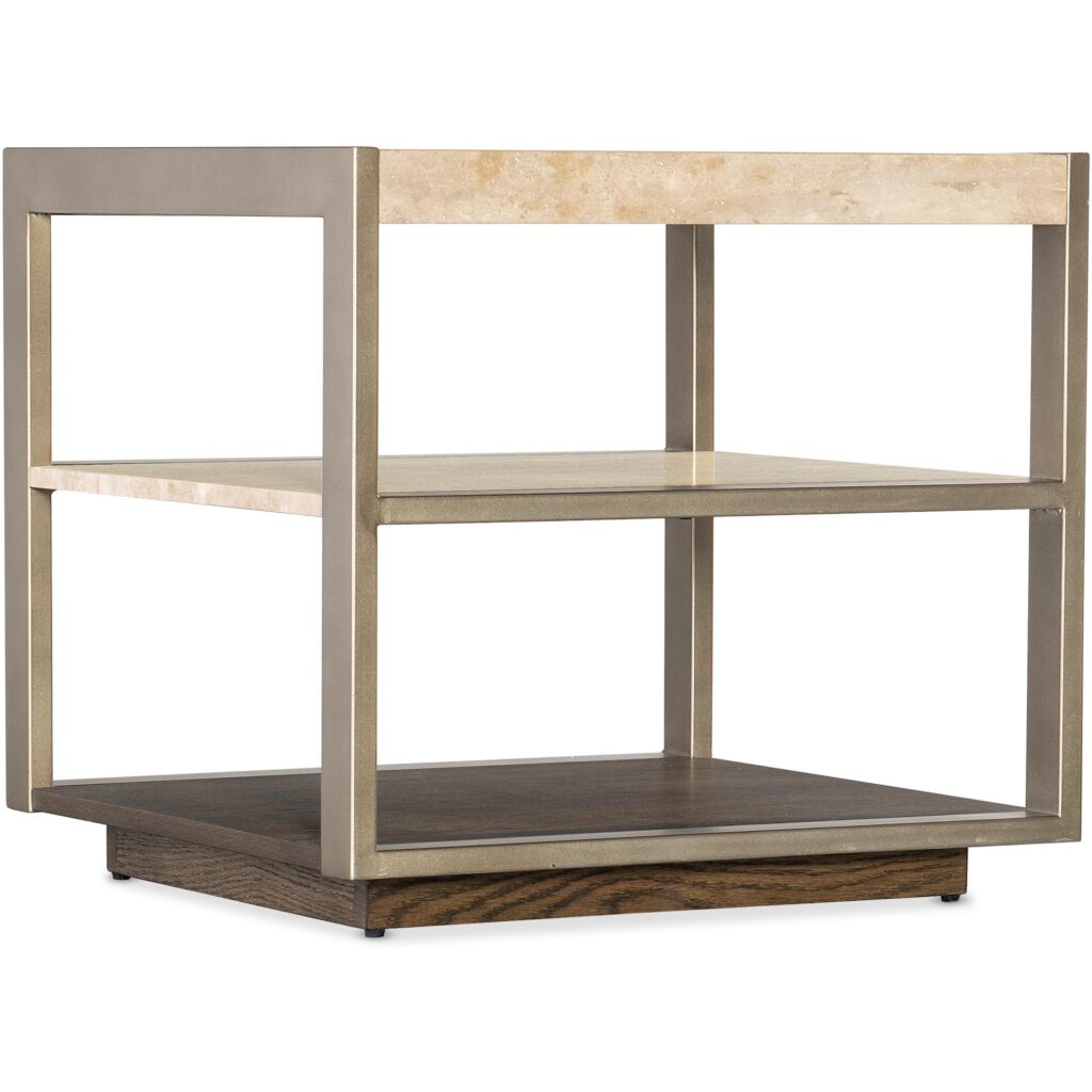 Hammon Travertine/Metal Square Side Table