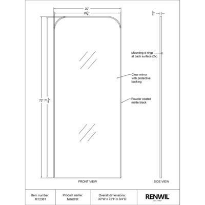 MANDRET Mirror MT2381 tech drawing MT2381 1591386308