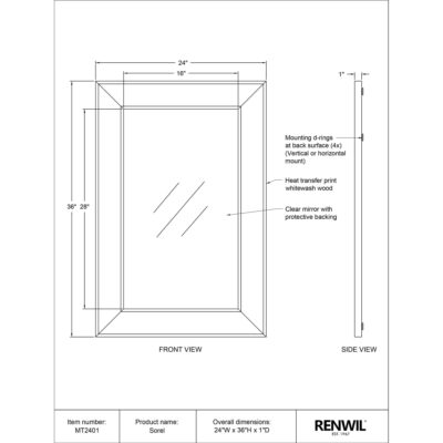 SOREL Mirror MT2401 tech drawing MT2401 1591385413